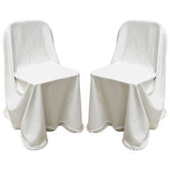 Vintage Pair Of  Classic Draped  Sculptural Chairs Dickinson Plaster Style