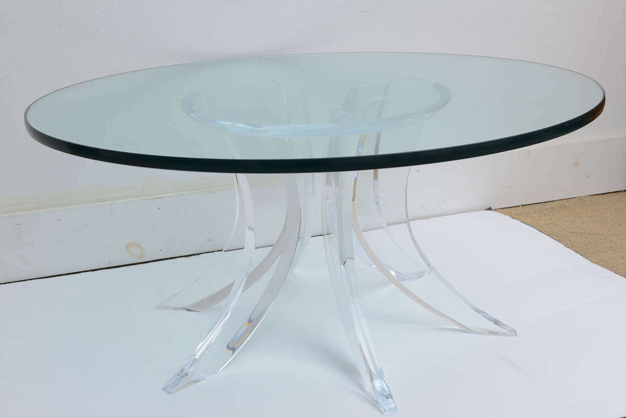 Very sculptural signed Lucite COFEE table from the 1970,s. This table is in excellent condition , the top  base is 26