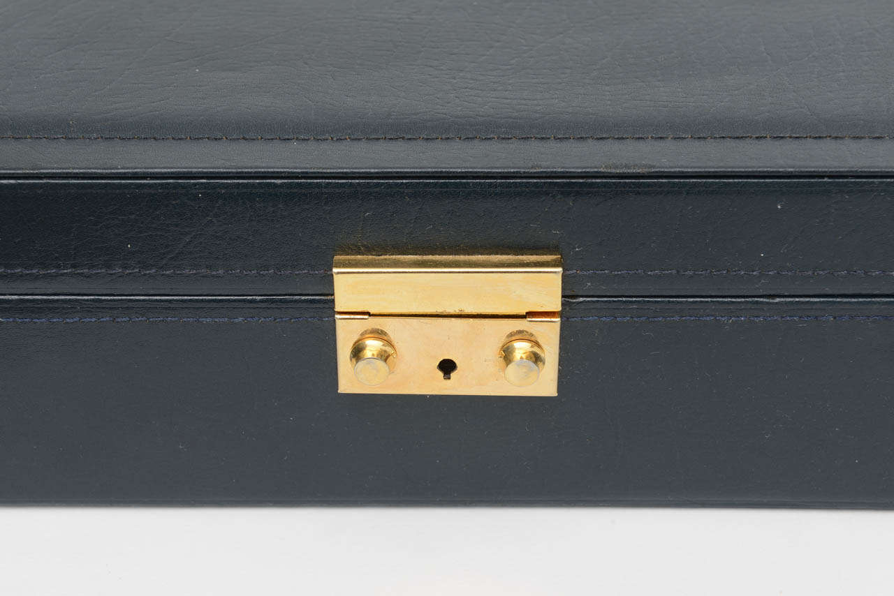 Late 20th Century Elegant Navy Blue Leather Rolex Jewelry Case Box, 1970