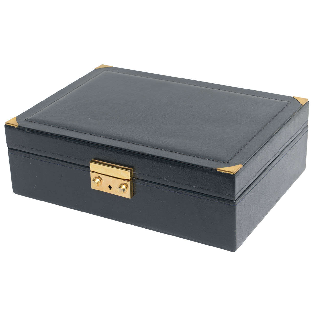 Elegant Navy Blue Leather Rolex Jewelry Case Box, 1970