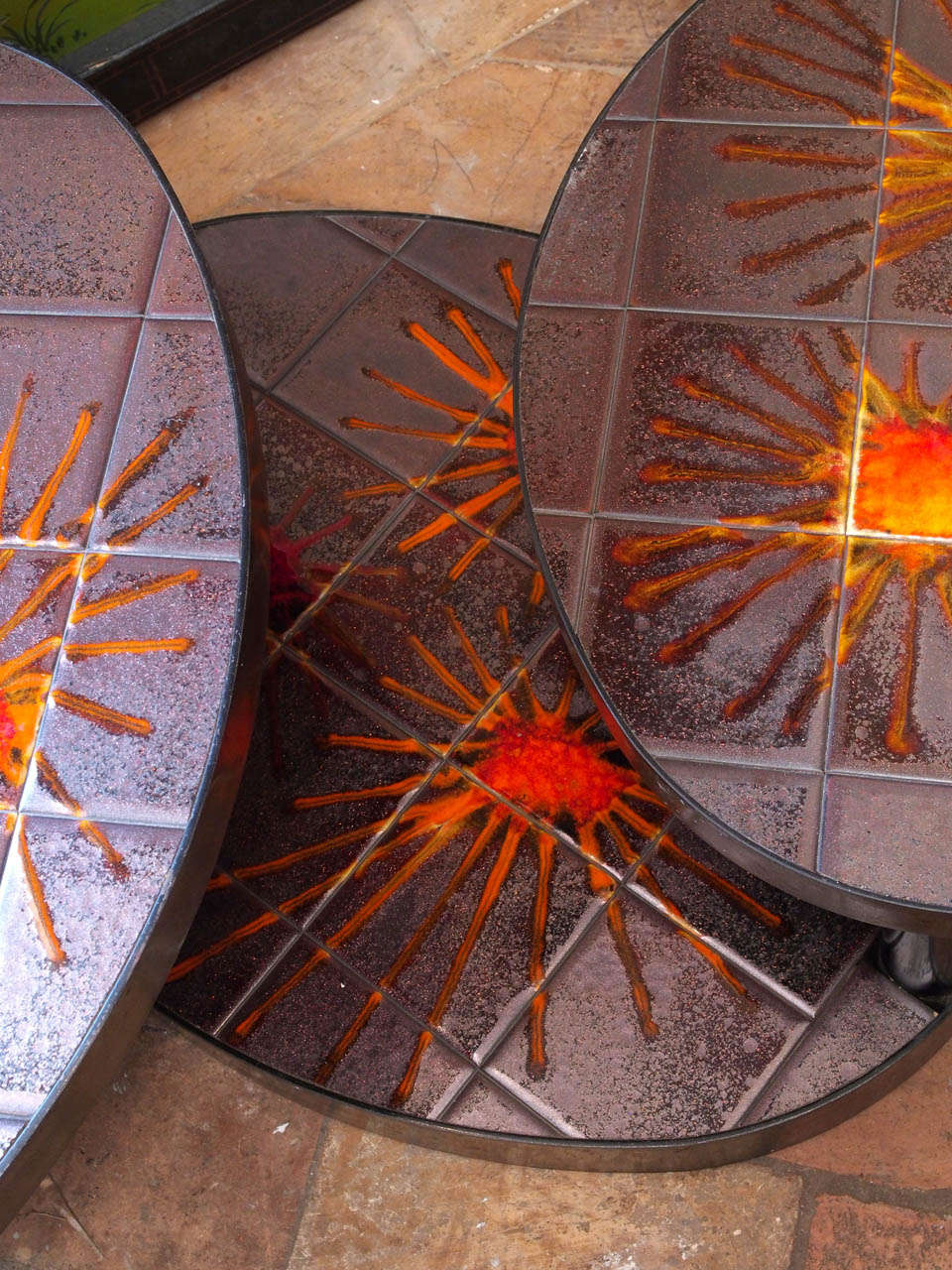 20th Century Iron and Ceramic Coffee Table In Excellent Condition In New Orleans, LA