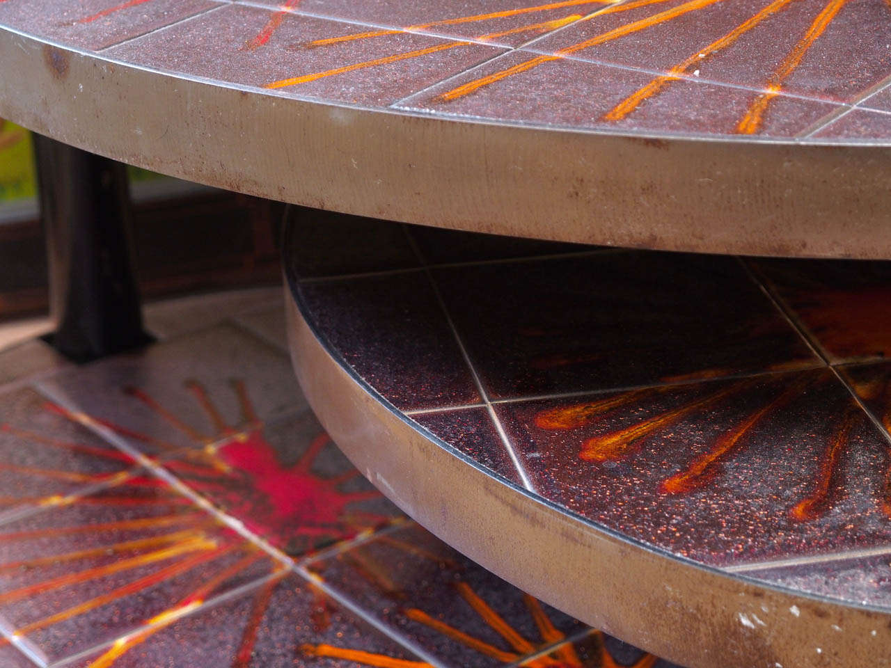 20th Century Iron and Ceramic Coffee Table 2