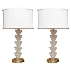 Pair of French Rock Crystal Table Lamps