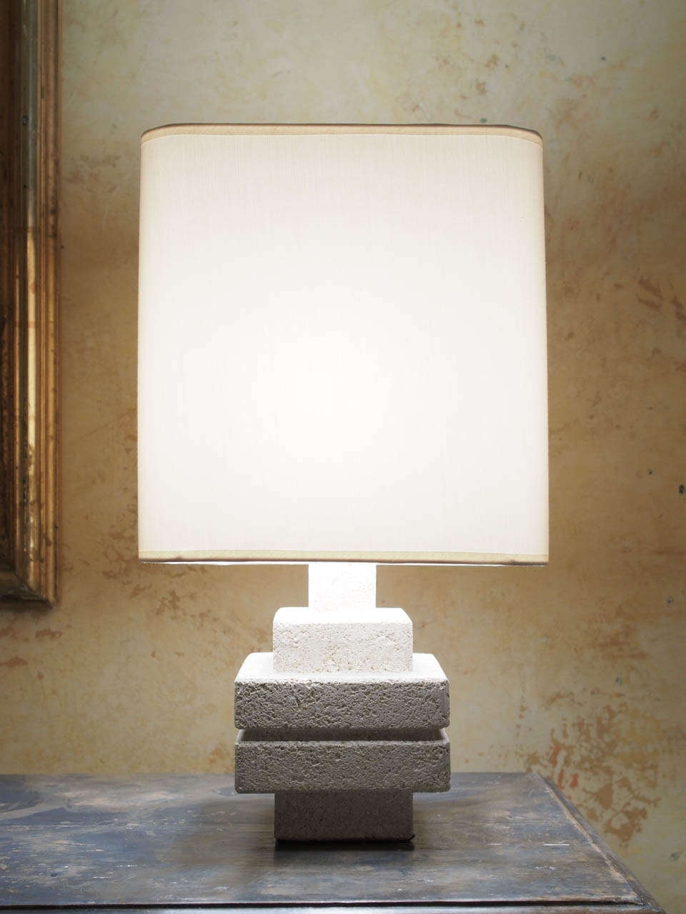 Pair of Custom Made Lamps with Stone Base In Excellent Condition In New Orleans, LA