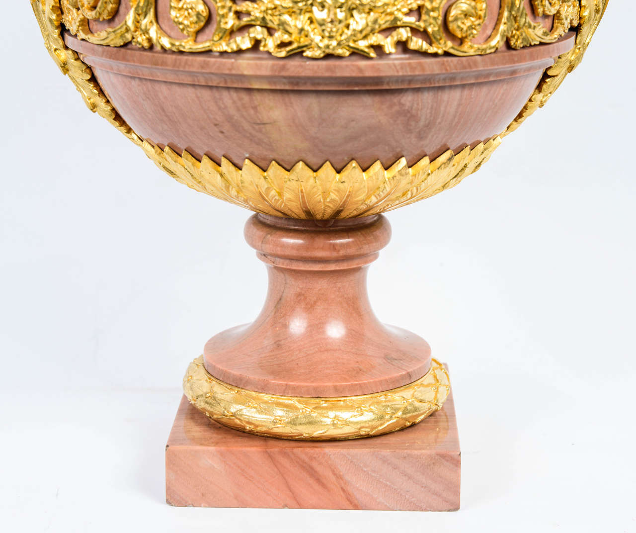 Mid-19th Century Fabulous Pink Marble Garniture Urns For Sale