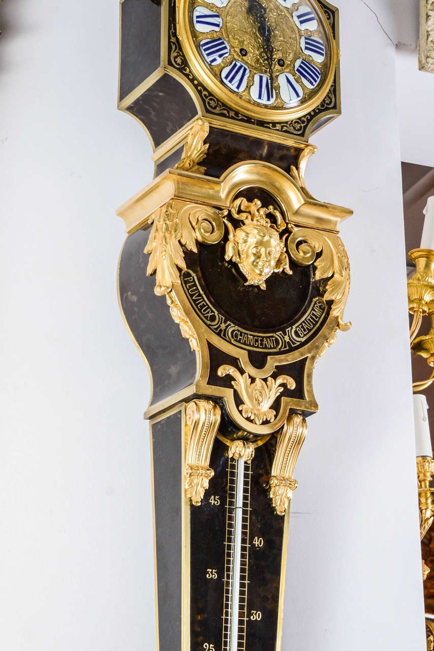 19th Century Exceptional Wall Clock in Black Scale For Sale