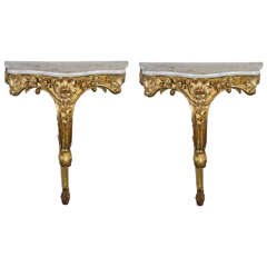 Pair of Gilded Wood Consoles
