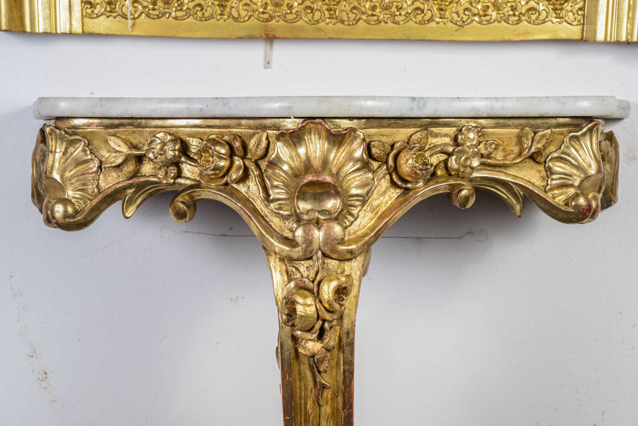 Louis XV Pair of Gilded Wood Consoles For Sale