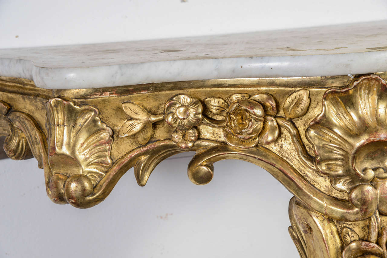 Pair of Gilded Wood Consoles For Sale 1
