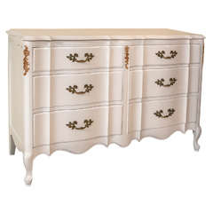 Vintage Louis the XV Style French Provincial White Lacquered Double Commode