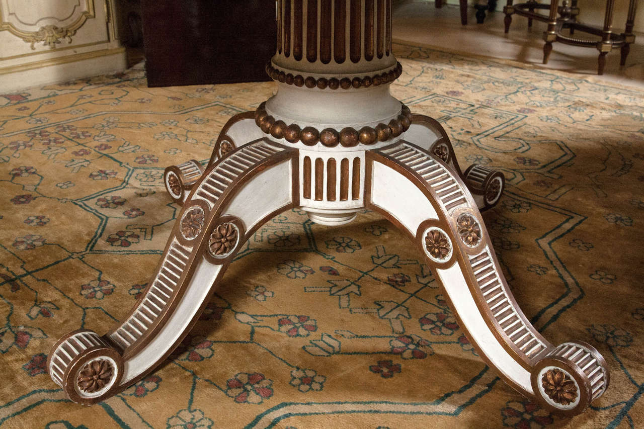 Swedish Paint Decorated Dining Table with Mahogany Top In Good Condition In Stamford, CT