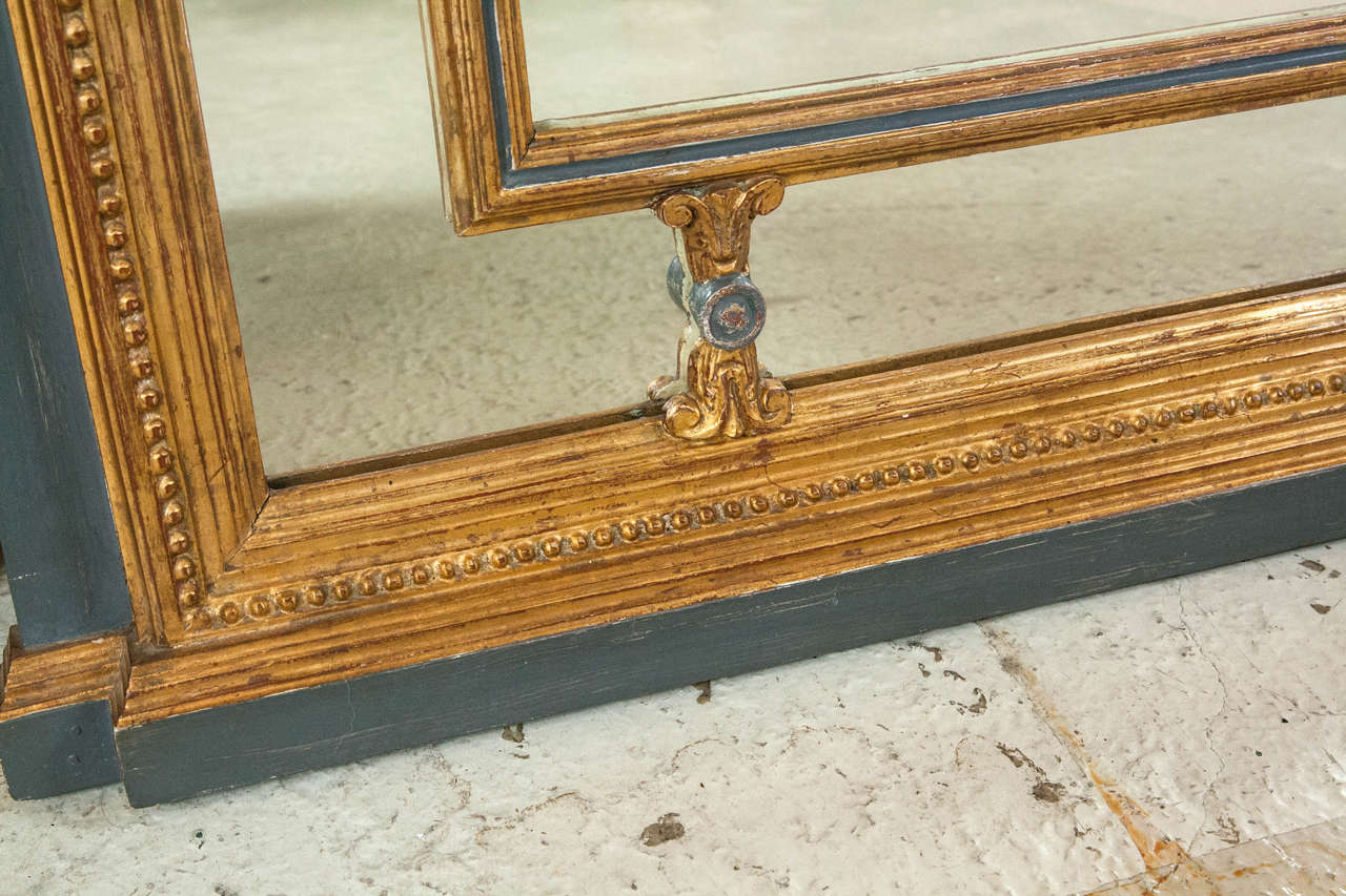 Mid-20th Century Parcel Paint and Gilt Gold Decorated Wall or Console Mirror