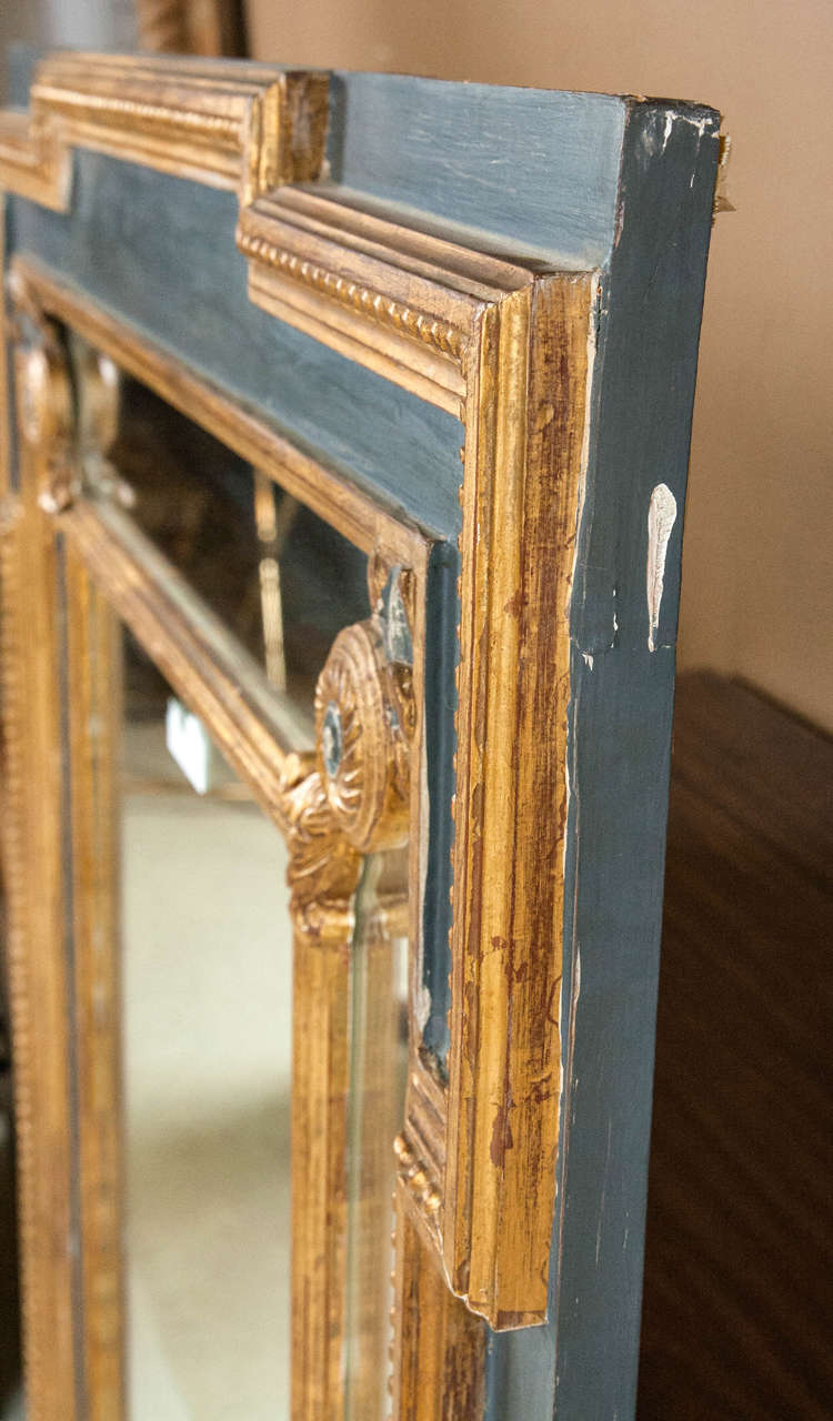 Parcel Paint and Gilt Gold Decorated Wall or Console Mirror 2