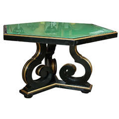 Vintage Ebony and Gilt Gold Hollywood Regency Centre or Dining Table