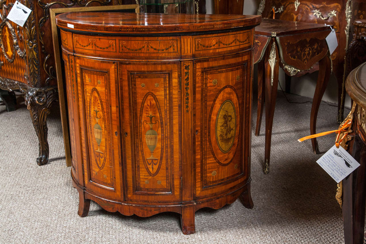 Adams Style Demilune Cabinet or Nightstand