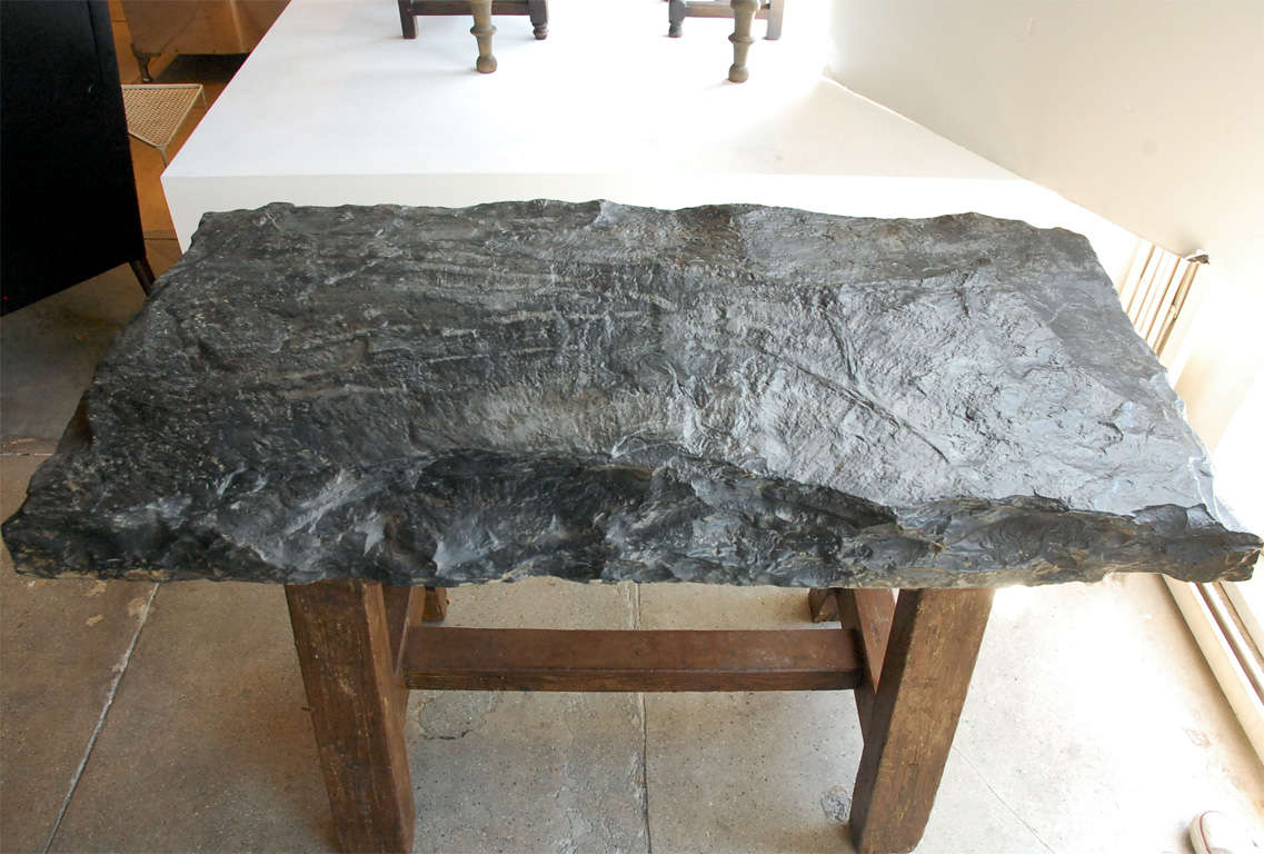 19th Century Work Table From France With Huge Bluestone Slab