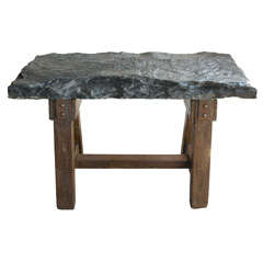 Work Table From France With Huge Bluestone Slab
