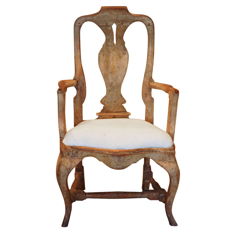 Rococo Arm Chair, Sweden Late 18th C.