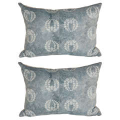 Antique Japanese Katazome Blue Arabesque pillows