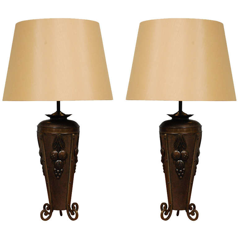 Pair Antique French Deco Urns as Table Lamps For Sale