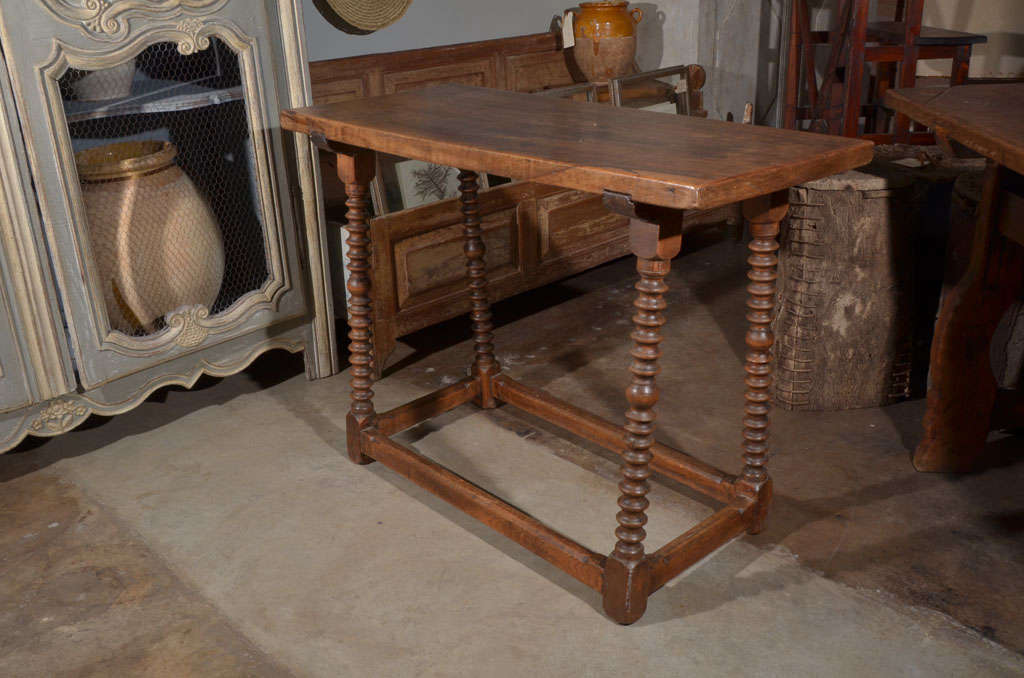 18th century walnut table from Spain. Most likely used to display a bargueno. Beautiful wood.