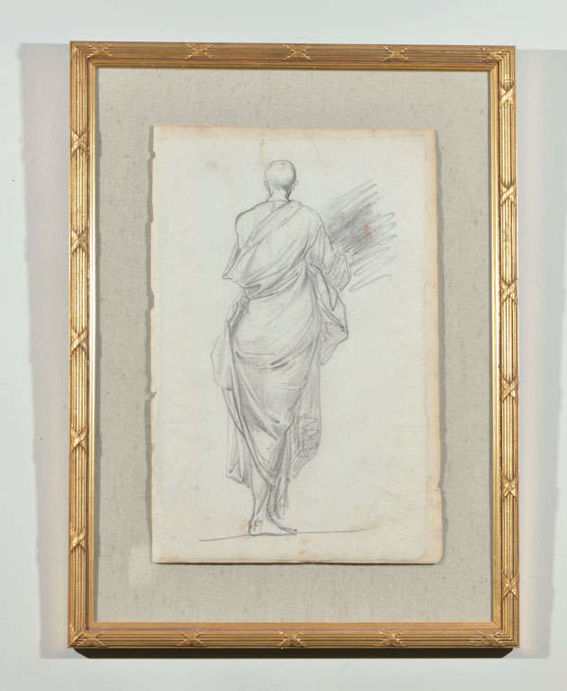 Recently framed drawing of male study from the 18th century.
