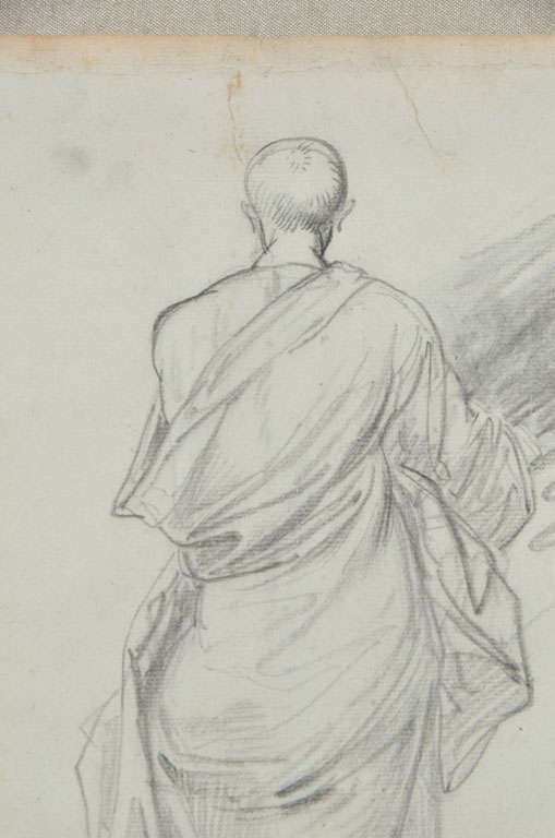 18th Century Male Study Drawing In Excellent Condition In Houston, TX