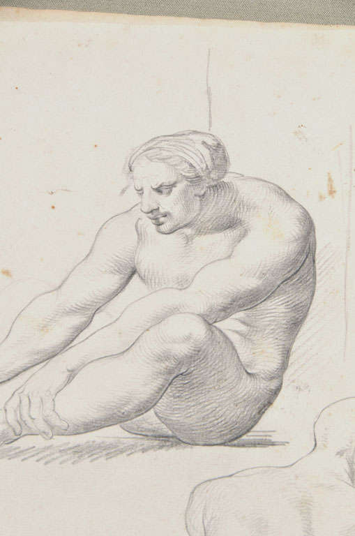 French 18th Century Male Study Drawing