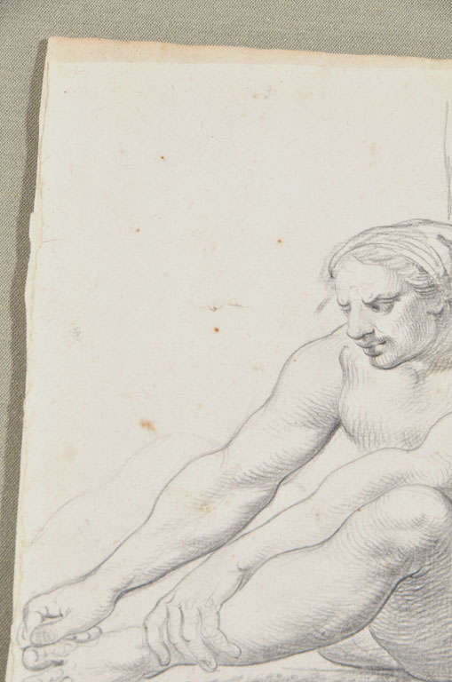 Charcoal 18th Century Male Study Drawing