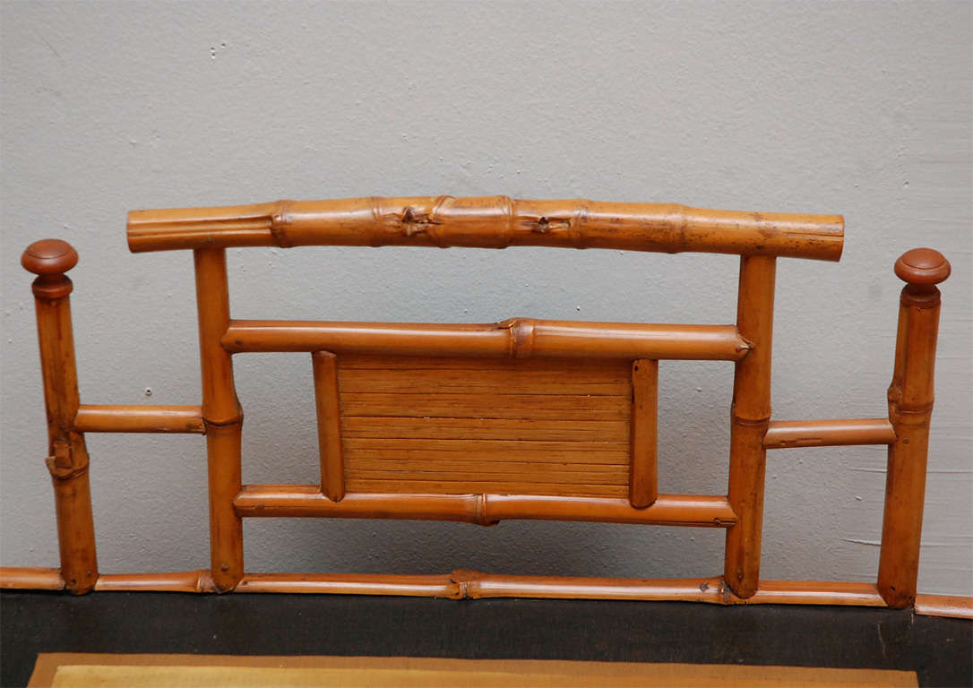 Japanese Bamboo Table w/ Painted Fish