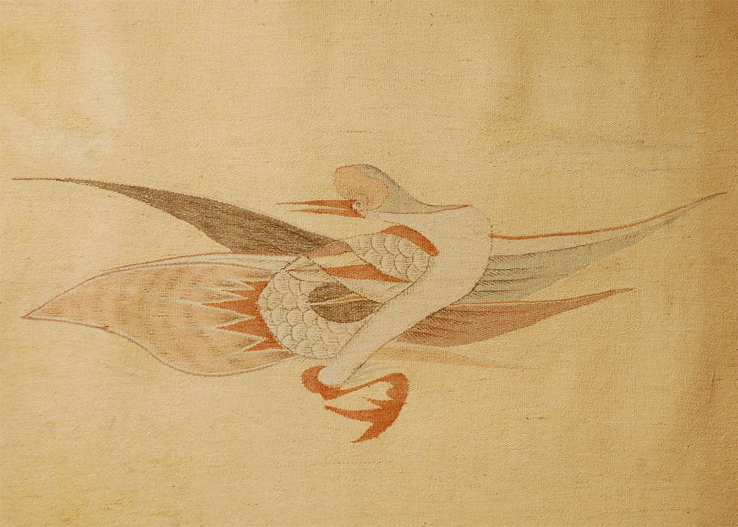 Mongolian Rug/Tapestry with Crane Motif.