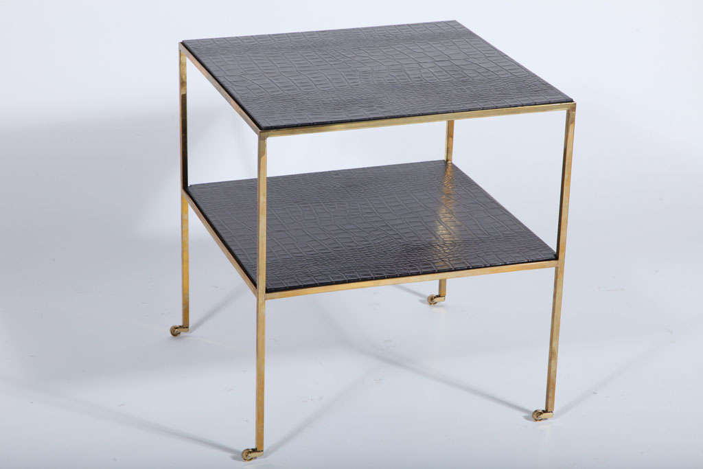 Embossed Leather Side Table In Excellent Condition For Sale In New York, NY
