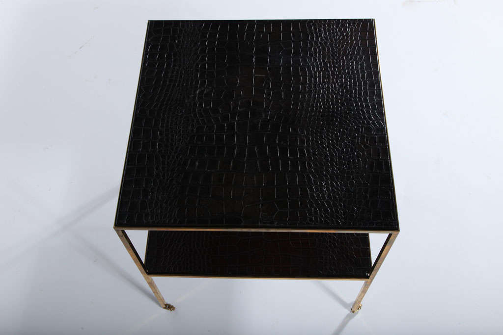 20th Century Embossed Leather Side Table For Sale