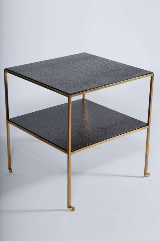 Embossed Leather Side Table For Sale 3