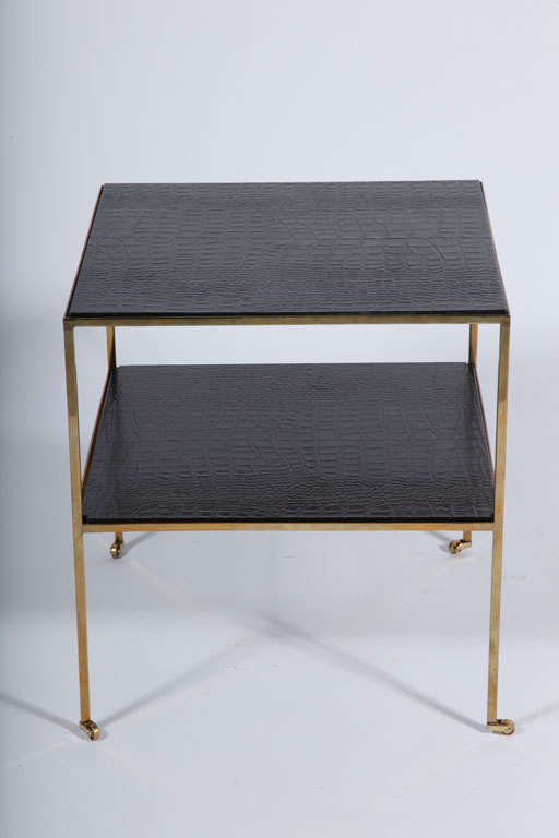 Embossed Leather Side Table For Sale 4