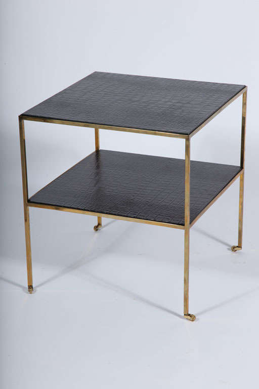 Embossed Leather Side Table For Sale 5