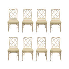 A Set of 8 Billy Hanes Style Faux Bamboo Side Chairs
