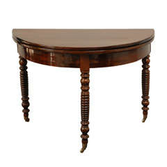 A Continental Walnut Demilune Fold Top Games Table