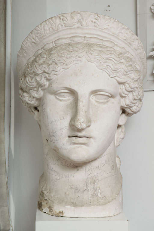 A large bust of the Roman goddess Juno, in plaster