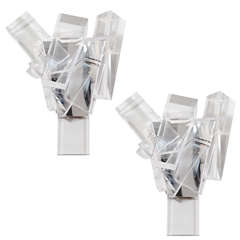 Custom Pair of Lucite Block Sconces 10