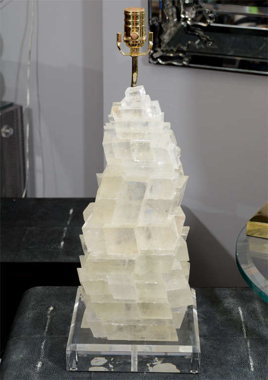Pair of Stacked Rock Crystal Lamps
