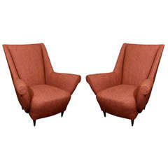 Pair of 1970's Italian "Spike" Club Chairs
