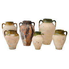 Set of 6 French Olive jars