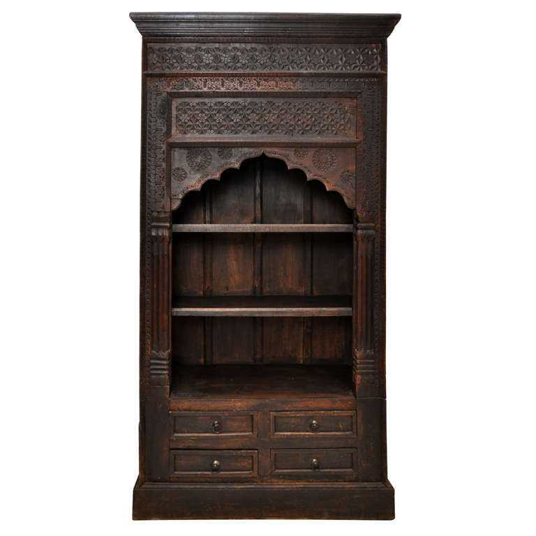 Antique Indian Hand Carved Bookcase