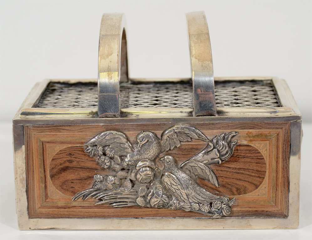 18th century wood and silver warmer