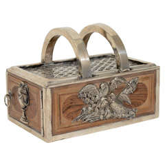 Antique 18th century wood and silver warmer