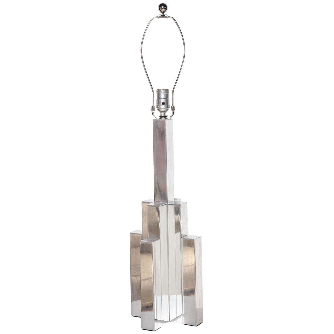 Großer Habitat Int. „Wolkenkratzer“-Tischlampe aus poliertem Aluminium, 1960er Jahre