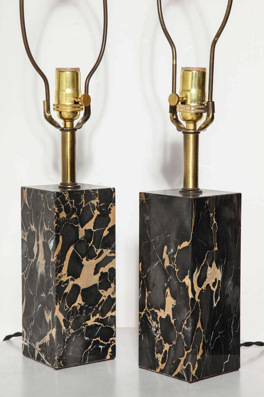 Mid-Century Modern pair of Elegant Marble Lamps