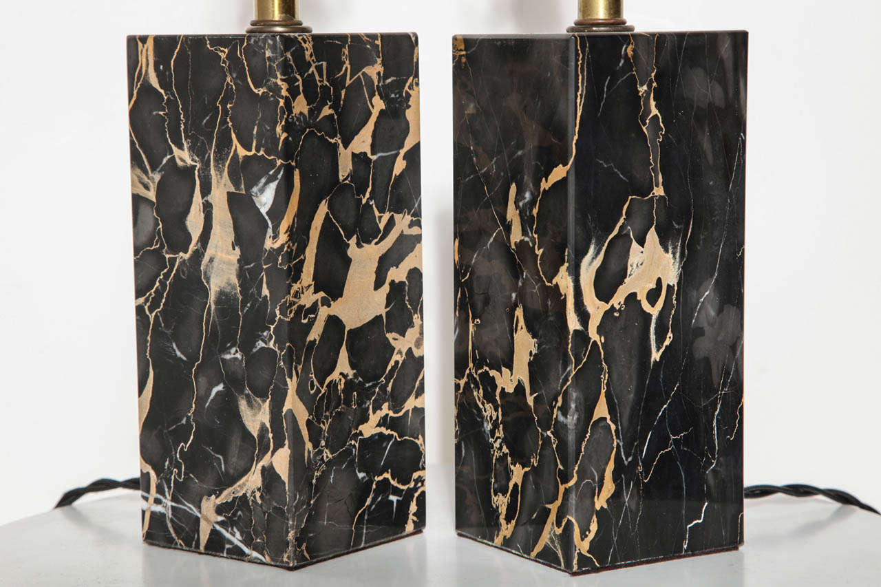 Mid-20th Century pair of Elegant Marble Lamps