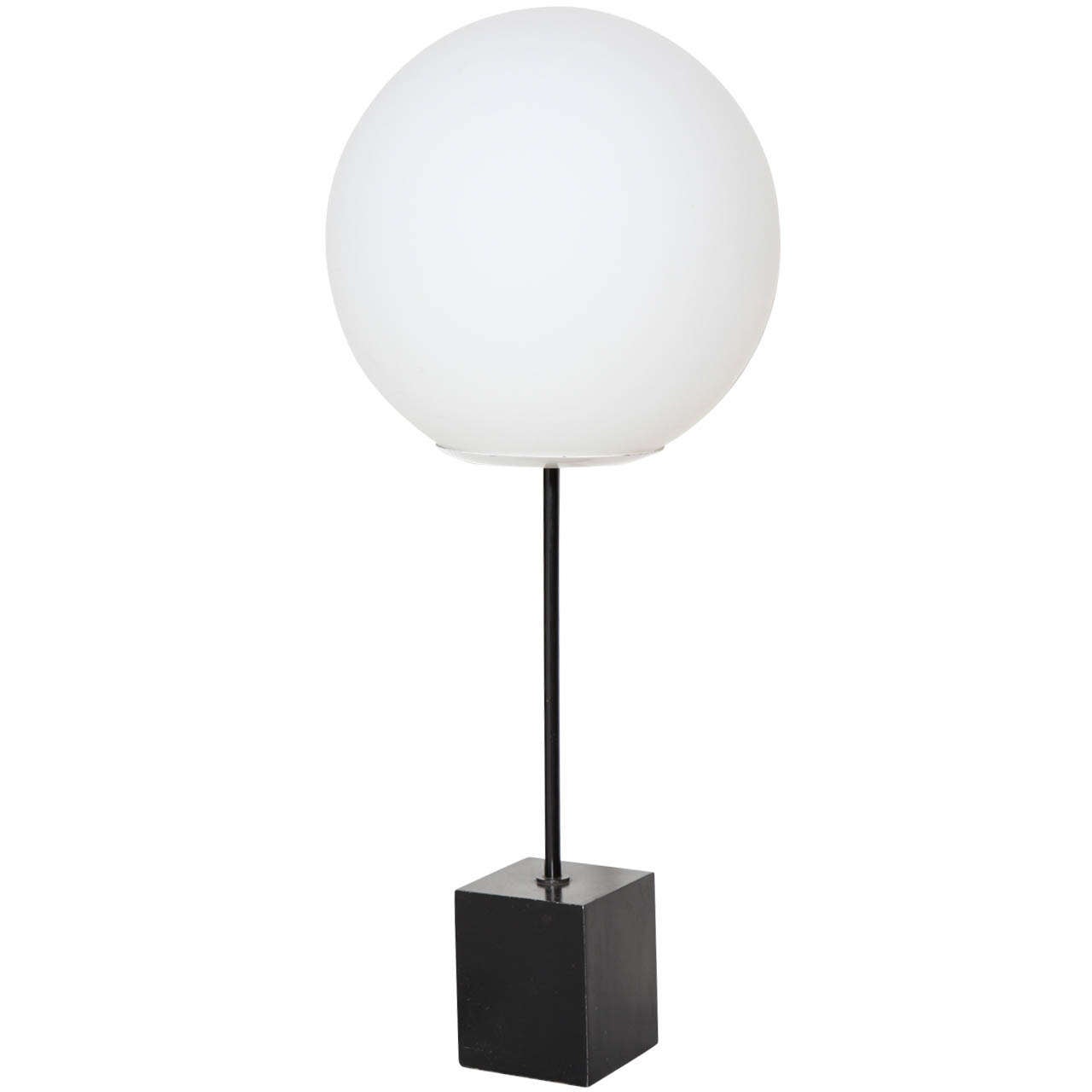Robert Sonneman Black "Lollipop" Table Lamp with White Globe Shade, 1970s  For Sale
